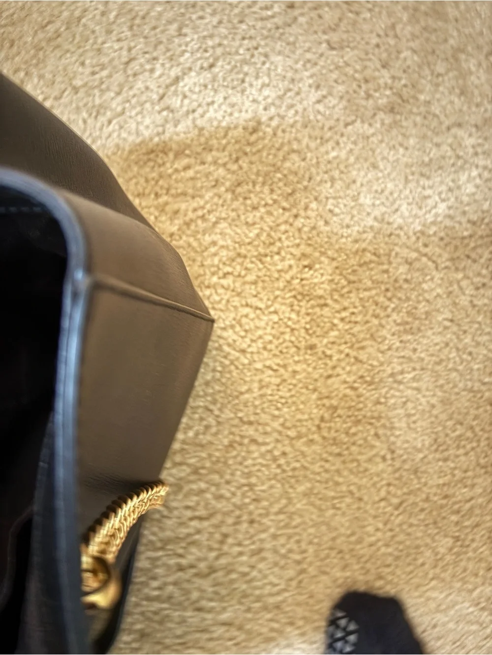 Michael Kors Black Leather Ellis Tote with Gold Chain Straps